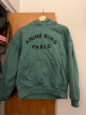 Anine Bing Paris Green Logo Harvey Hoodie